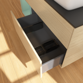 Тумба под раковину Villeroy & Boch Finion 120х50,1 см с подсветкой МДФ шпон дуба/стекло черное матовое G802GMPC