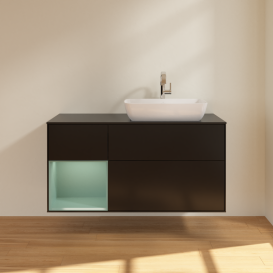 Тумба под раковину Villeroy & Boch Finion 120х50,1 см с подсветкой МДФ черный матовый лак/стекло черное матовое G802GMPD