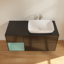 Тумба под раковину Villeroy & Boch Finion 120х50,1 см с подсветкой МДФ черный матовый лак/стекло черное матовое G802GMPD