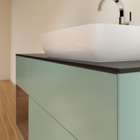 Тумба под раковину Villeroy & Boch Finion 120х50,1 см с подсветкой МДФ оливковый матовый лак/стекло черное матовое G802GNGM