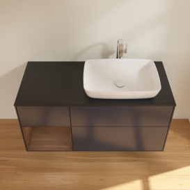 Тумба под раковину Villeroy & Boch Finion 120х50,1 см с подсветкой МДФ темно-синий матовый лак/стекло черное матовое G802GNHG