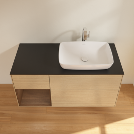 Тумба под раковину Villeroy & Boch Finion 120х50,1 см с подсветкой МДФ шпон дуба/стекло черное матовое G802GNPC