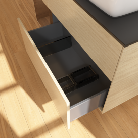 Тумба под раковину Villeroy & Boch Finion 120х50,1 см с подсветкой МДФ шпон дуба/стекло черное матовое G802GNPC