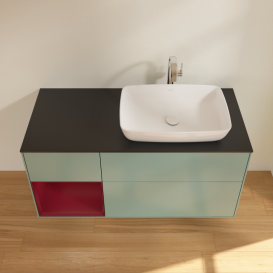 Тумба под раковину Villeroy & Boch Finion 120х50,1 см с подсветкой МДФ оливковый матовый лак/стекло черное матовое G802HBGM