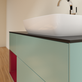 Тумба под раковину Villeroy & Boch Finion 120х50,1 см с подсветкой МДФ оливковый матовый лак/стекло черное матовое G802HBGM