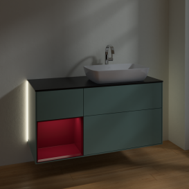 Тумба под раковину Villeroy & Boch Finion 120х50,1 см с подсветкой МДФ оливковый матовый лак/стекло черное матовое G802HBGM