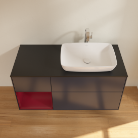 Тумба под раковину Villeroy & Boch Finion 120х50,1 см с подсветкой МДФ темно-синий матовый лак/стекло черное матовое G802HBHG