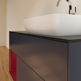 Тумба под раковину Villeroy & Boch Finion 120х50,1 см с подсветкой МДФ темно-синий матовый лак/стекло черное матовое G802HBHG