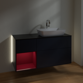 Тумба под раковину Villeroy & Boch Finion 120х50,1 см с подсветкой МДФ темно-синий матовый лак/стекло черное матовое G802HBHG