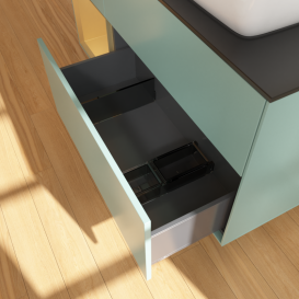 Тумба под раковину Villeroy & Boch Finion 120х50,1 см с подсветкой МДФ оливковый матовый лак/стекло черное матовое G802HFGM