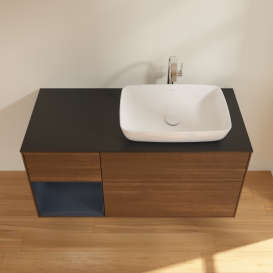 Тумба под раковину Villeroy & Boch Finion 120х50,1 см с подсветкой МДФ шпон грецкого ореха/стекло черное матовое G802HGGN