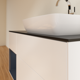 Тумба под раковину Villeroy & Boch Finion 120х50,1 см с подсветкой МДФ белый матовый лак/стекло черное матовое G802HGMT