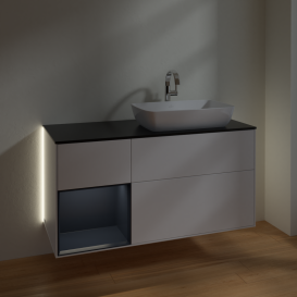 Тумба под раковину Villeroy & Boch Finion 120х50,1 см с подсветкой МДФ белый матовый лак/стекло черное матовое G802HGMT