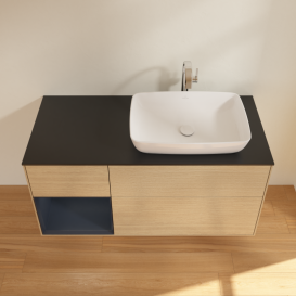 Тумба под раковину Villeroy & Boch Finion 120х50,1 см с подсветкой МДФ шпон дуба/стекло черное матовое G802HGPC