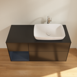 Тумба под раковину Villeroy & Boch Finion 120х50,1 см с подсветкой МДФ черный матовый лак/стекло черное матовое G802HGPD