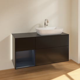 Тумба под раковину Villeroy & Boch Finion 120х50,1 см с подсветкой МДФ черный матовый лак/стекло черное матовое G802HGPD