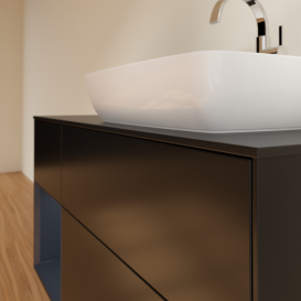 Тумба под раковину Villeroy & Boch Finion 120х50,1 см с подсветкой МДФ черный матовый лак/стекло черное матовое G802HGPD