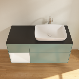 Тумба под раковину Villeroy & Boch Finion 120х50,1 см с подсветкой МДФ оливковый матовый лак/стекло черное матовое G802MTGM