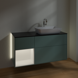 Тумба под раковину Villeroy & Boch Finion 120х50,1 см с подсветкой МДФ оливковый матовый лак/стекло черное матовое G802MTGM