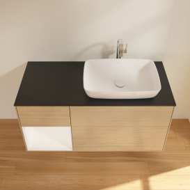 Тумба под раковину Villeroy & Boch Finion 120х50,1 см с подсветкой МДФ шпон дуба/стекло черное матовое G802MTPC