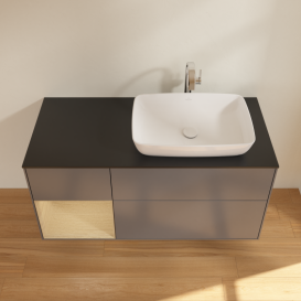 Тумба под раковину Villeroy & Boch Finion 120х50,1 см с подсветкой МДФ антрацит матовый лак/стекло черное матовое G802PCGK