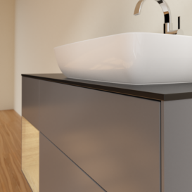 Тумба под раковину Villeroy & Boch Finion 120х50,1 см с подсветкой МДФ антрацит матовый лак/стекло черное матовое G802PCGK