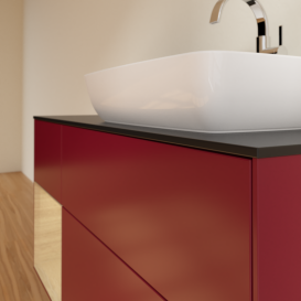 Тумба под раковину Villeroy & Boch Finion 120х50,1 см с подсветкой МДФ пион матовый лак/стекло черное матовое G802PCHB