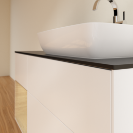 Тумба под раковину Villeroy & Boch Finion 120х50,1 см с подсветкой МДФ белый матовый лак/стекло черное матовое G802PCMT