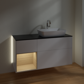 Тумба под раковину Villeroy & Boch Finion 120х50,1 см с подсветкой МДФ белый матовый лак/стекло черное матовое G802PCMT