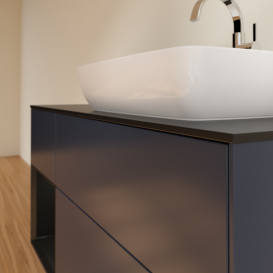 Тумба под раковину Villeroy & Boch Finion 120х50,1 см с подсветкой МДФ темно-синий матовый лак/стекло черное матовое G802PDHG