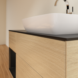 Тумба под раковину Villeroy & Boch Finion 120х50,1 см с подсветкой МДФ шпон дуба/стекло черное матовое G802PDPC