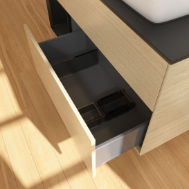 Тумба под раковину Villeroy & Boch Finion 120х50,1 см с подсветкой МДФ шпон дуба/стекло черное матовое G802PDPC