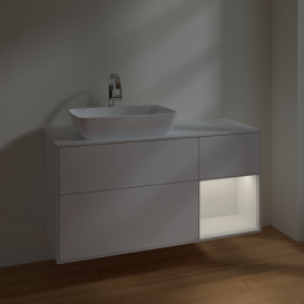 Тумба под раковину Villeroy & Boch Finion 120х50,1 см с подсветкой МДФ глянцевый белый лак/стекло белое матовое F811GFGF