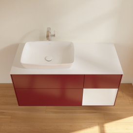 Тумба под раковину Villeroy & Boch Finion 120х50,1 см с подсветкой МДФ пион матовый лак/стекло белое матовое F811GFHB