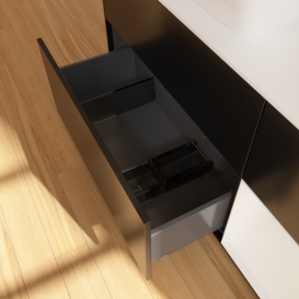 Тумба под раковину Villeroy & Boch Finion 120х50,1 см с подсветкой МДФ черный матовый лак/стекло белое матовое F811GFPD