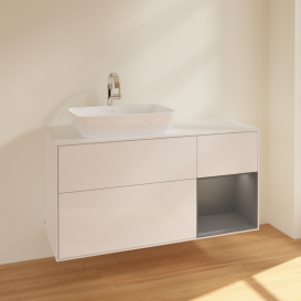 Тумба под раковину Villeroy & Boch Finion 120х50,1 см с подсветкой МДФ глянцевый белый лак/стекло белое матовое F811GKGF