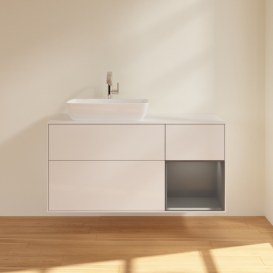 Тумба под раковину Villeroy & Boch Finion 120х50,1 см с подсветкой МДФ глянцевый белый лак/стекло белое матовое F811GKGF