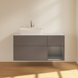 Тумба под раковину Villeroy & Boch Finion 120х50,1 см с подсветкой МДФ антрацит матовый лак/стекло белое матовое F811GKGK