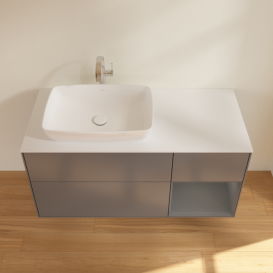 Тумба под раковину Villeroy & Boch Finion 120х50,1 см с подсветкой МДФ антрацит матовый лак/стекло белое матовое F811GKGK