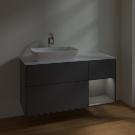 Тумба под раковину Villeroy & Boch Finion 120х50,1 см с подсветкой МДФ антрацит матовый лак/стекло белое матовое F811GKGK