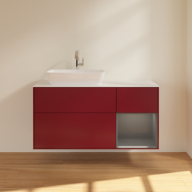 Тумба под раковину Villeroy & Boch Finion 120х50,1 см с подсветкой МДФ пион матовый лак/стекло белое матовое F811GKHB