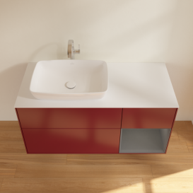 Тумба под раковину Villeroy & Boch Finion 120х50,1 см с подсветкой МДФ пион матовый лак/стекло белое матовое F811GKHB