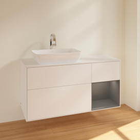 Тумба под раковину Villeroy & Boch Finion 120х50,1 см с подсветкой МДФ белый матовый лак/стекло белое матовое F811GKMT