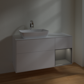 Тумба под раковину Villeroy & Boch Finion 120х50,1 см с подсветкой МДФ белый матовый лак/стекло белое матовое F811GKMT