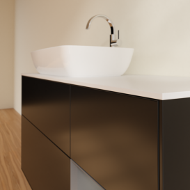 Тумба под раковину Villeroy & Boch Finion 120х50,1 см с подсветкой МДФ черный матовый лак/стекло белое матовое F811GKPD