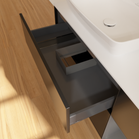 Тумба под раковину Villeroy & Boch Finion 120х50,1 см с подсветкой МДФ черный матовый лак/стекло белое матовое F811GKPD