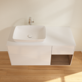 Тумба под раковину Villeroy & Boch Finion 120х50,1 см с подсветкой МДФ глянцевый белый лак/стекло белое матовое F811GNGF