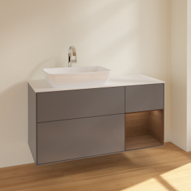 Тумба под раковину Villeroy & Boch Finion 120х50,1 см с подсветкой МДФ антрацит матовый лак/стекло белое матовое F811GNGK