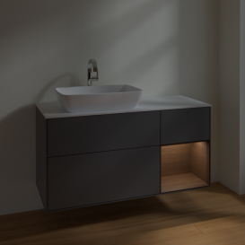 Тумба под раковину Villeroy & Boch Finion 120х50,1 см с подсветкой МДФ антрацит матовый лак/стекло белое матовое F811GNGK