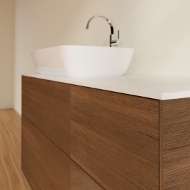 Тумба под раковину Villeroy & Boch Finion 120х50,1 см с подсветкой МДФ шпон грецкого ореха/стекло белое матовое F811GNGN